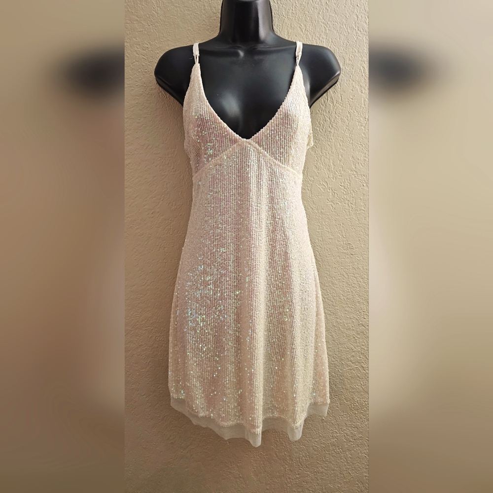 Metallic Gold Rush Sequin Slip By Intimately - Medium